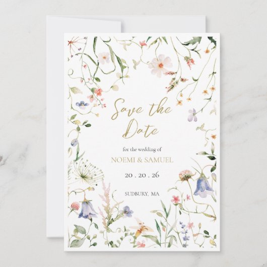 Elegante delicate Waterverf Wildflower bruiloft Save The Date (Voorkant)