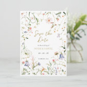 Elegante delicate Waterverf Wildflower bruiloft Save The Date (Staand voorkant)