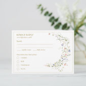 Elegante delicate Waterverf Wildflower RSVP Informatiekaartje (Staand voorkant)
