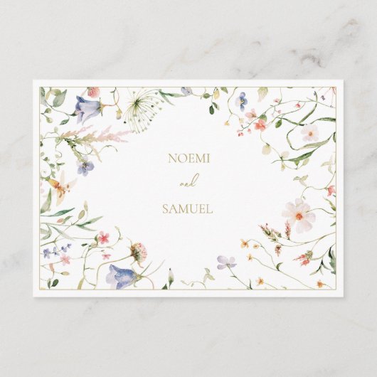 Elegante delicate Waterverf Wildflower RSVP Informatiekaartje (Achterkant)