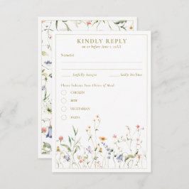 Elegante delicate Waterverf Wildflower RSVP Informatiekaartje