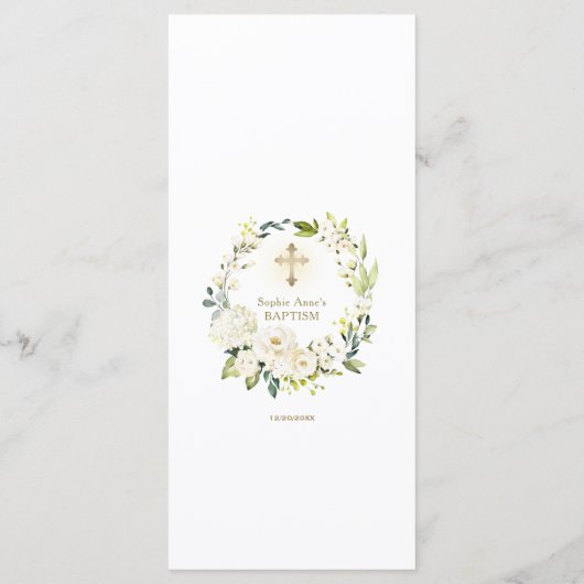 Elegante delicate Waterverf witte bloemen doop Menu (Achterkant)