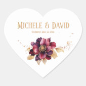 Elegante delicate witgouden bordeaux hart sticker (Voorkant)