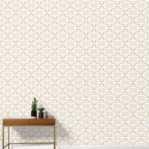 Elegante  Delicate Zachte Beige Damast Behang