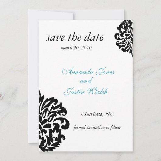 elegante demask slaat de datum op save the date (Voorkant)