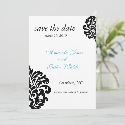 elegante demask slaat de datum op save the date (Staand voorkant)
