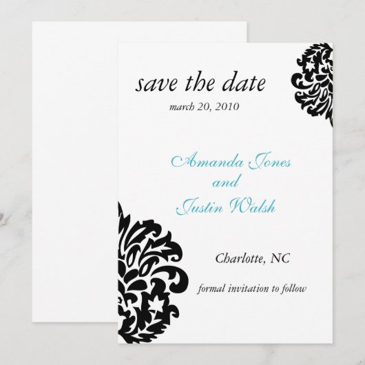 elegante demask slaat de datum op save the date (Voorkant / Achterkant)