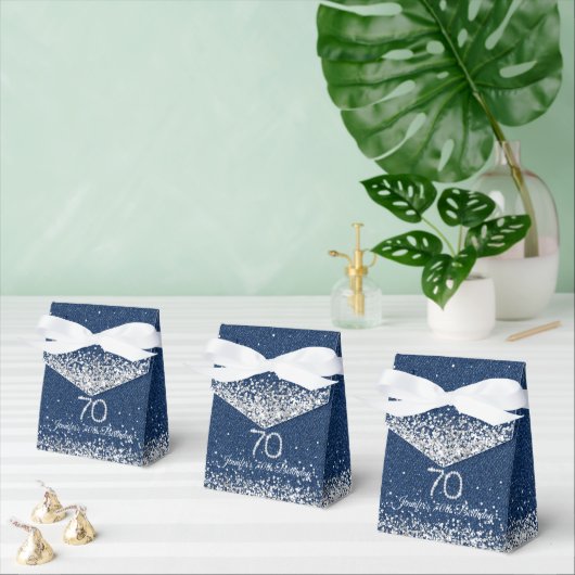 Elegante Denim & Diamonds 70ste Verjaardag Bedankdoosjes (Meervoudige)