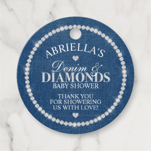Elegante Denim en Diamanten Bedankjes Labels