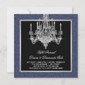 Elegante Denim en Diamanten Feest Kaart (Achterkant)