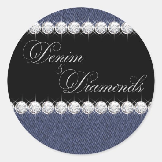 Elegante denim en diamanten Stickers (Voorkant)