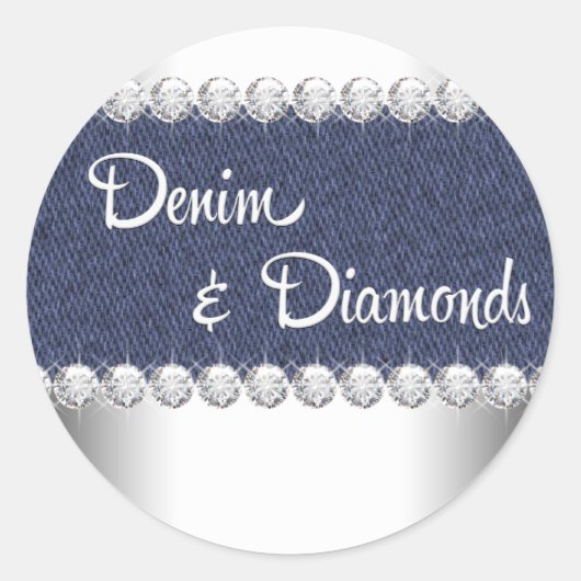 Elegante denim en diamanten Stickers (Voorkant)