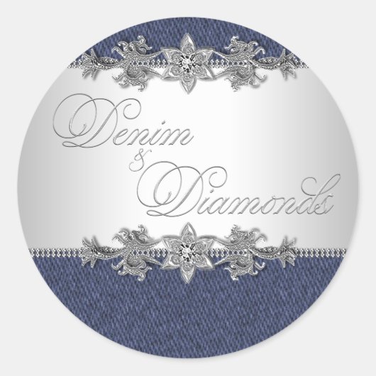 Elegante denim en diamanten Stickers (Voorkant)