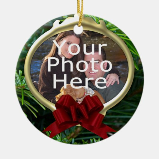 Elegante dennen aangepaste foto kerst ornament (Voorkant)