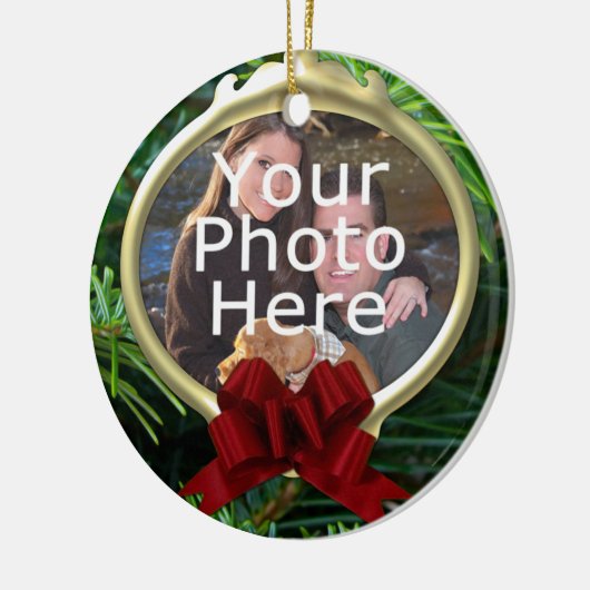 Elegante dennen aangepaste foto kerst ornament (Links)