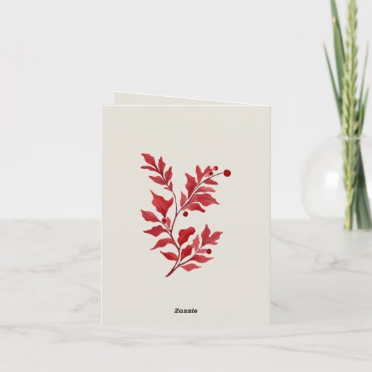 Elegante dennen- en hulstkrans met gouden accenten feestdagen kaart (Achterkant)