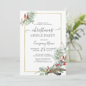 Elegante dennen Eucalyptus Kerst Kantoor Party Kaart (Staand voorkant)