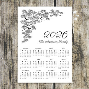Elegante dennen tak botanische kalender 2026