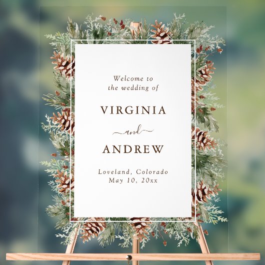 Elegante dennen welkom acryl teken bord