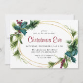 Elegante dennenbes kerstfeest kerstavond kaart (Voorkant)