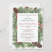 Elegante dennenbessen Corporate Holiday Party Kaart (Voorkant)