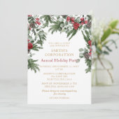 Elegante dennenbessen Corporate Holiday Party Kaart (Staand voorkant)