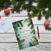 Elegante dennenbomen & kegels Kerstmis Feestdagenkaart