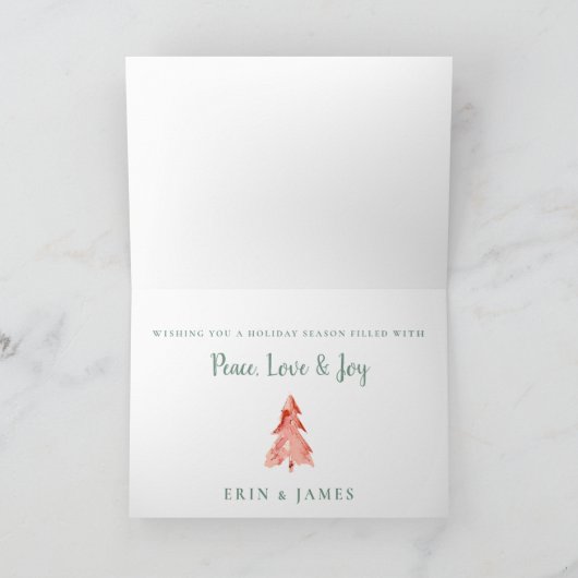 Elegante dennenbomen waterverf kerstmis feestdagen kaart (Binnen)