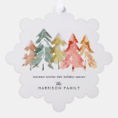 Elegante dennenbomen Waterverf Kerstvakantie Ornament Kaart (Achterkant)