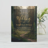 Elegante dennenboom bos bruiloft kaart (Staand voorkant)