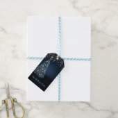 Elegante dennenboom, confetti blauw cadeaulabel (Met Touw)