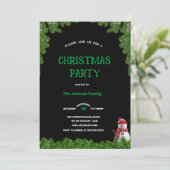 Elegante dennenboom KERSTPARTY Zwart groen   Kaart (Staand voorkant)