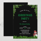 Elegante dennenboom KERSTPARTY Zwart groen   Kaart (Voorkant / Achterkant)