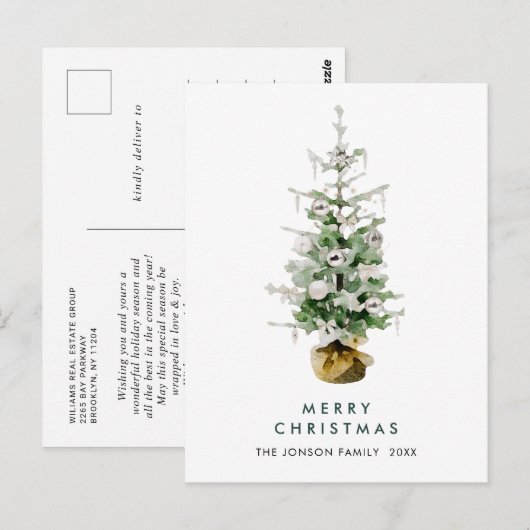 Elegante dennenboom Kerstvakantie groet Briefkaart (Voorkant / Achterkant)