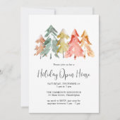 Elegante dennenboom Kerstvakantie open huis Kaart (Voorkant)