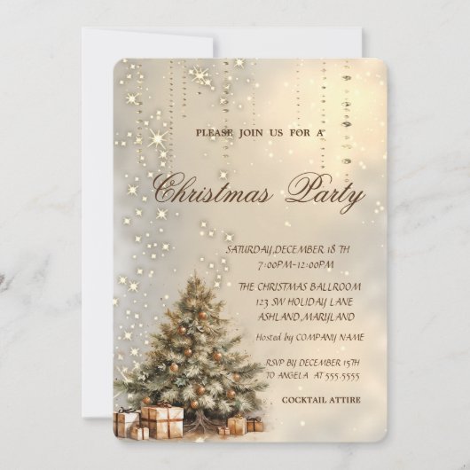 Elegante dennenboom presenteert kerstfeest kaart (Voorkant)