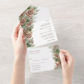 Elegante dennenbruiloft all in one uitnodiging (Afscheurbaar)
