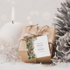 Elegante dennenbruiloft bedankjes labels