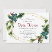 Elegante dennenhulst Kerstvakantie Open Huis Kaart (Voorkant)