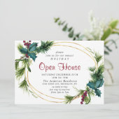 Elegante dennenhulst Kerstvakantie Open Huis Kaart (Staand voorkant)