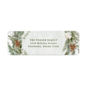 Elegante dennenkrans en groen | Kerstmis Etiket (Voorkant)