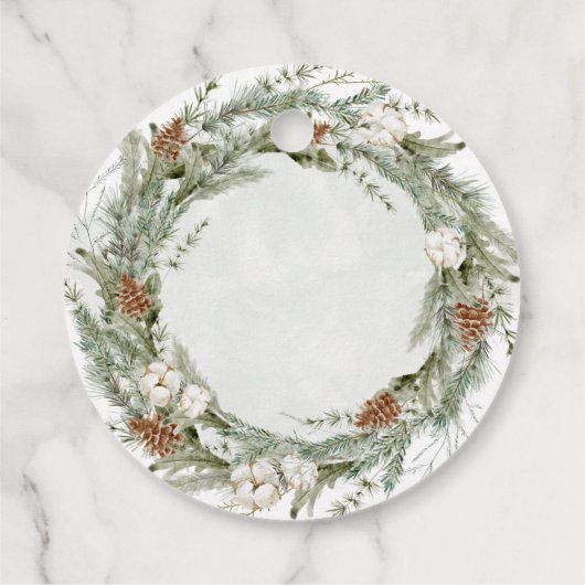 Elegante dennenkrans en groen | Vrolijk kerstfeest Bedankjes Labels (Achterkant)