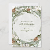 Elegante dennenkrans en groen | Vrolijk kerstfeest Feestdagenkaart (Achterkant)