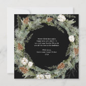 Elegante dennenkrans en groen | Vrolijk kerstfeest Feestdagenkaart (Achterkant)