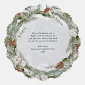 Elegante dennenkrans en groen | Vrolijk kerstfeest Ornament Kaart (Achterkant)