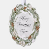 Elegante dennenkrans en groen | Vrolijk kerstfeest Ornament Kaart (Links)