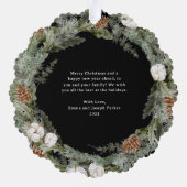 Elegante dennenkrans en groen | Vrolijk kerstfeest Ornament Kaart (Achterkant)