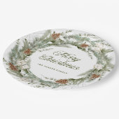 Elegante dennenkrans en groen | Vrolijk kerstfeest Papieren Bordje (Gekanteld)