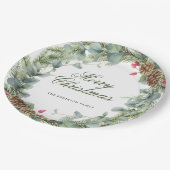 Elegante dennenkrans groen Vrolijk Kerstfeest Papieren Bordje (Gekanteld)