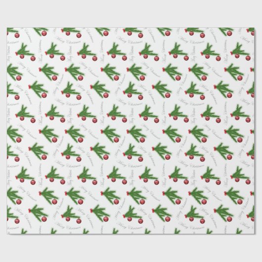 Elegante Dennentak Kerstpatroon Cadeaupapier (Vlak)